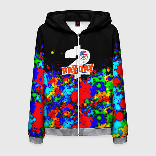 Мужская толстовка на молнии Payday2 неоновые краски / 3D-Меланж – фото 1
