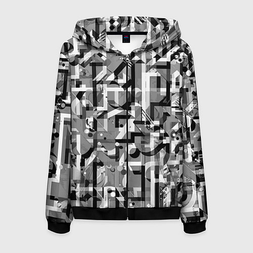 Мужская толстовка на молнии Серый объёмный эффект / 3D-Черный – фото 1