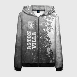 Толстовка 3D на молнии мужская Aston Villa - grey gradient по-вертикали, цвет: 3D-черный