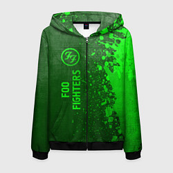 Толстовка 3D на молнии мужская Foo Fighters - green gradient по-вертикали, цвет: 3D-черный
