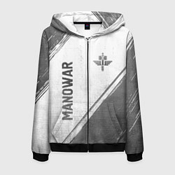 Толстовка 3D на молнии мужская Manowar - white gradient вертикально, цвет: 3D-черный