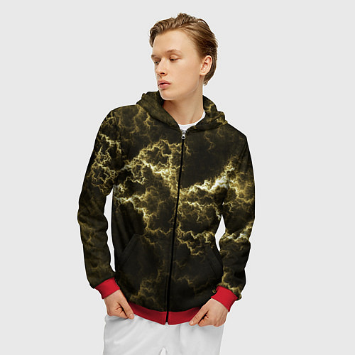 Мужская толстовка на молнии Lightning yellow / 3D-Красный – фото 3