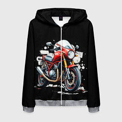 Толстовка 3D на молнии мужская Red Moto, цвет: 3D-меланж