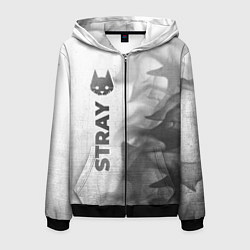 Толстовка 3D на молнии мужская Stray - white gradient по-вертикали, цвет: 3D-черный