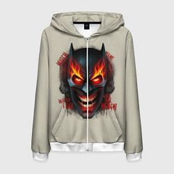 Толстовка 3D на молнии мужская Огенный Бэтмент, цвет: 3D-белый