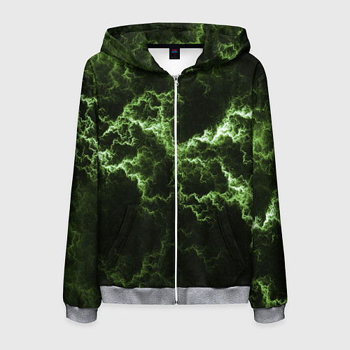 Мужская толстовка на молнии Lightning green glow / 3D-Меланж – фото 1