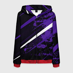 Толстовка 3D на молнии мужская Color black purple line, цвет: 3D-красный