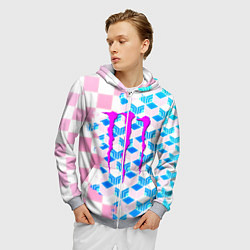 Толстовка 3D на молнии мужская Monster energy neon anime, цвет: 3D-меланж — фото 2
