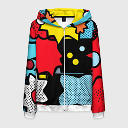 Толстовка 3D на молнии мужская Поп абстракция, цвет: 3D-белый