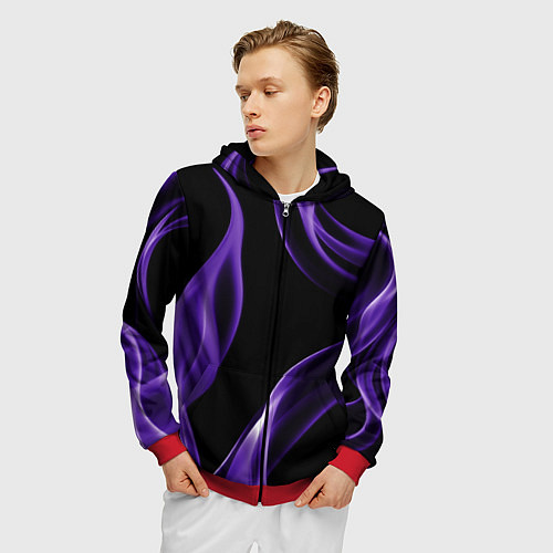 Мужская толстовка на молнии Purple abstraction / 3D-Красный – фото 3