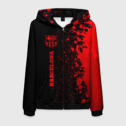 Толстовка 3D на молнии мужская Barcelona - red gradient по-вертикали, цвет: 3D-черный