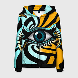Толстовка 3D на молнии мужская Глаз - психоделика, цвет: 3D-черный