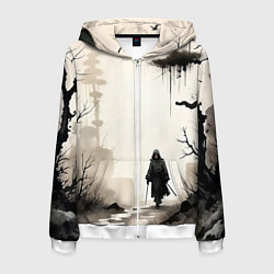 Толстовка 3D на молнии мужская Путник, цвет: 3D-белый