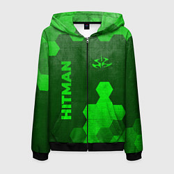 Толстовка 3D на молнии мужская Hitman - green gradient вертикально, цвет: 3D-черный