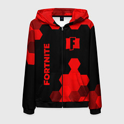Толстовка 3D на молнии мужская Fortnite - red gradient вертикально, цвет: 3D-черный