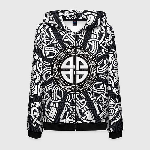 Мужская толстовка на молнии Узел защиты воинов и кельтские узоры / 3D-Черный – фото 1