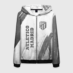 Толстовка 3D на молнии мужская Atletico Madrid - white gradient вертикально, цвет: 3D-черный