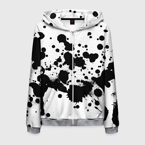 Мужская толстовка на молнии Брызги черной краски / 3D-Меланж – фото 1