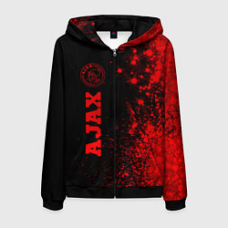 Толстовка 3D на молнии мужская Ajax - red gradient по-вертикали, цвет: 3D-черный