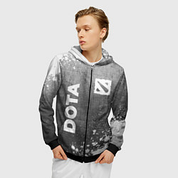 Толстовка 3D на молнии мужская Dota - grey gradient вертикально, цвет: 3D-черный — фото 2