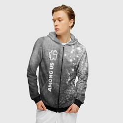 Толстовка 3D на молнии мужская Among Us - grey gradient по-вертикали, цвет: 3D-черный — фото 2