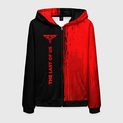 Толстовка 3D на молнии мужская The Last Of Us - red gradient по-вертикали, цвет: 3D-черный