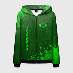 Мужская толстовка на молнии SsangYong - green gradient вертикально