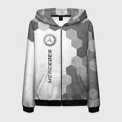 Толстовка 3D на молнии мужская Mercedes - white gradient по-вертикали, цвет: 3D-черный