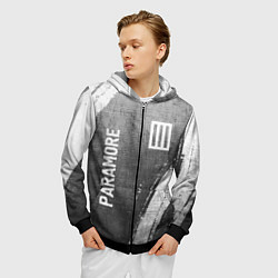 Толстовка 3D на молнии мужская Paramore - grey gradient вертикально, цвет: 3D-черный — фото 2