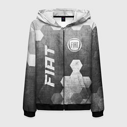 Толстовка 3D на молнии мужская Fiat - grey gradient вертикально, цвет: 3D-черный