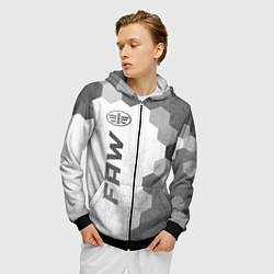 Толстовка 3D на молнии мужская FAW - white gradient по-вертикали, цвет: 3D-черный — фото 2