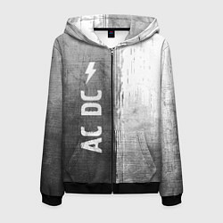 Толстовка 3D на молнии мужская AC DC - grey gradient по-вертикали, цвет: 3D-черный