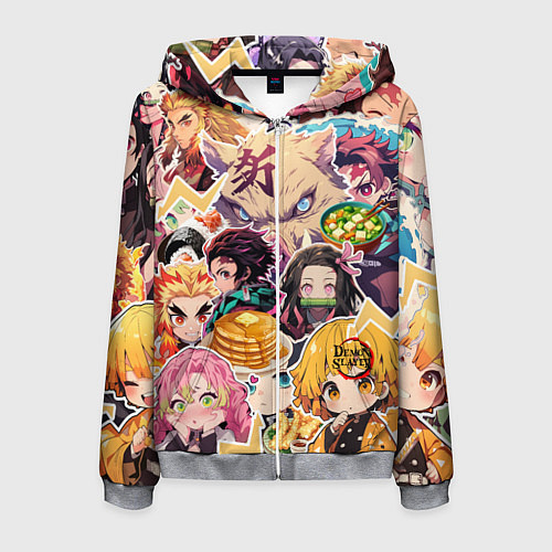 Мужская толстовка на молнии Demon Slayer Blade Favorite Food / 3D-Меланж – фото 1
