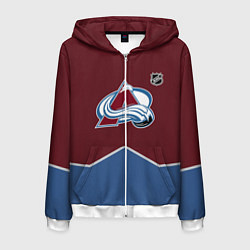 Толстовка 3D на молнии мужская Колорадо Эвеланш хоккей, цвет: 3D-белый