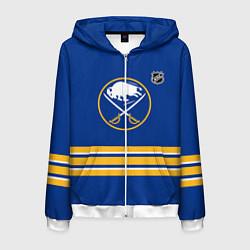 Толстовка 3D на молнии мужская Баффало Сейбрз хоккей, цвет: 3D-белый
