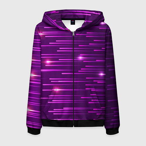 Мужская толстовка на молнии Цветные светящиеся полосы / 3D-Черный – фото 1