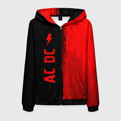 Мужская толстовка на молнии AC DC - red gradient по-вертикали