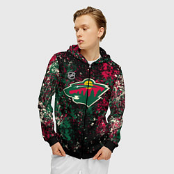Толстовка 3D на молнии мужская Minnesota Wild NHL black, цвет: 3D-черный — фото 2