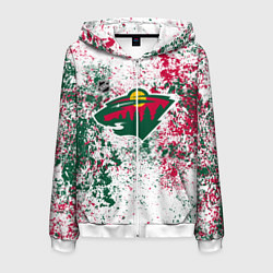 Толстовка 3D на молнии мужская Minnesota Wild NHL white, цвет: 3D-белый