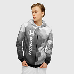 Толстовка 3D на молнии мужская Honda - grey gradient по-вертикали, цвет: 3D-черный — фото 2