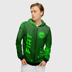 Толстовка 3D на молнии мужская Fiat - green gradient вертикально, цвет: 3D-черный — фото 2