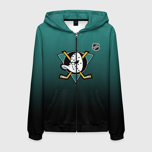 Мужская толстовка на молнии Анахайм Дакс - зеленый градиент / 3D-Черный – фото 1