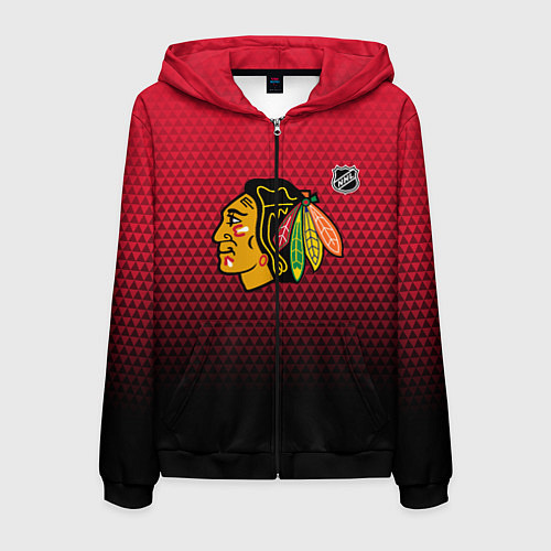 Мужская толстовка на молнии Чикаго Блэкхокс - геометрический градиент / 3D-Черный – фото 1