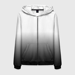 Толстовка 3D на молнии мужская Из белого в чёрный градиент с точками, цвет: 3D-черный