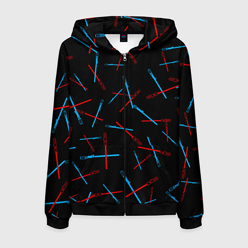 Мужская толстовка на молнии Паттерн из световых мечей / 3D-Черный – фото 1