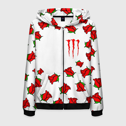 Мужская толстовка на молнии Monster energy steel rose / 3D-Черный – фото 1