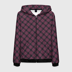 Толстовка 3D на молнии мужская Tartan, цвет: 3D-черный