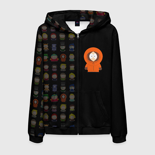 Мужская толстовка на молнии Южного парка Кенни / 3D-Черный – фото 1