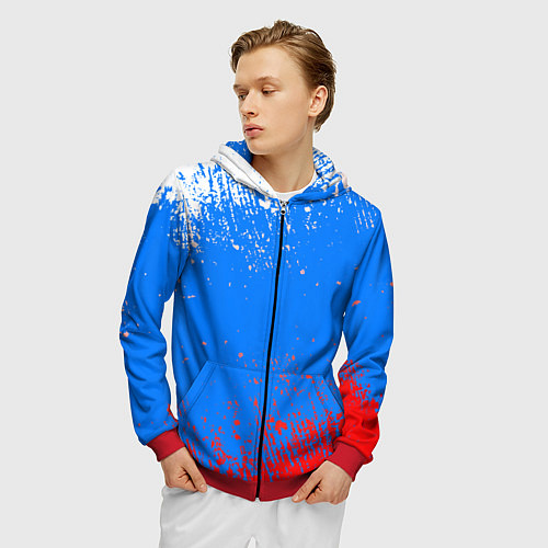 Мужская толстовка на молнии Патриот - флаг / 3D-Красный – фото 3