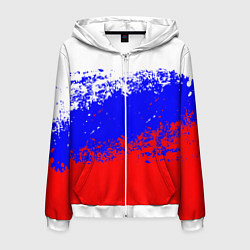 Толстовка 3D на молнии мужская Патриот - флаг, цвет: 3D-белый